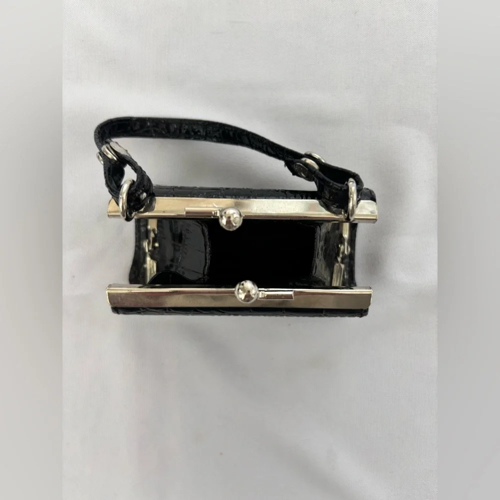 Vegan Leather Small Lipstick/Lip Balm Case in Black